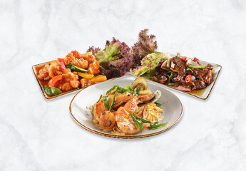 local cook live fresh catfish seafood fish chicken pork meat with spicy red dry chili curry sauce...