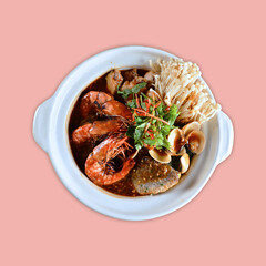 local cook live fresh catfish seafood fish chicken pork meat with spicy red dry chili curry sauce...
