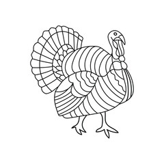 turkey line art vector illustration
