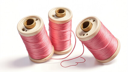 spools of light pink thread
