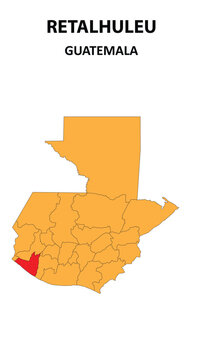 Retalhuleu Map is highlighted on the Guatemala map with detailed state and region outlines.