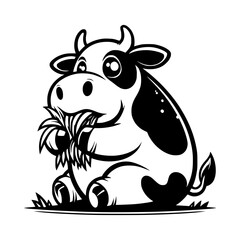 Fototapeta premium Comic Cow with Something to Chew