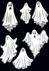 Vector Set of Cute and Spooky Halloween Ghosts