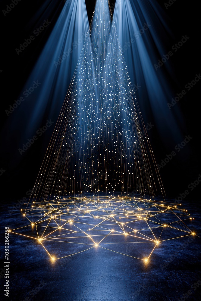 Poster intersecting lines of light symbolizing the interconnectedness of innovation