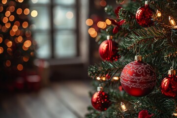 Christmas Season Background with Christmas Bauble Ornaments
