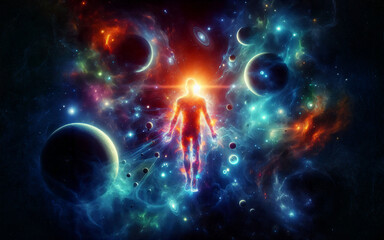 A man unity, harmony of body and soul, aura
