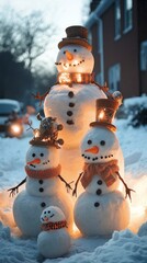 Obraz premium Frozen Family, Snowmen