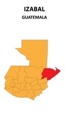 Izabal Map is highlighted on the Guatemala map with detailed state and region outlines.