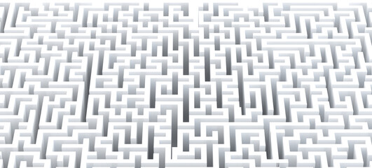 Abstract white maze with copyspace. 3d illustration