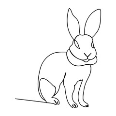 Continuous one line drawing of Easter Bunny. Cute rabbit silhouette with ears in simple minimalistic style for spring design greeting card and web banner. Linear Vector illustration