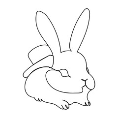 Continuous one line drawing of Easter Bunny. Cute rabbit silhouette with ears in simple minimalistic style for spring design greeting card and web banner. Linear Vector illustration