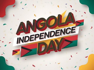 Angolan Independence Day Celebration with Confetti and Flag Elements