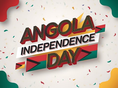 Angolan Independence Day Celebration with Confetti and Flag Elements