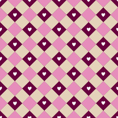 Creative Digital Backgrounds: Colorful Geometric Patterns with Rhombuses and Hearts for Stylish Decor

