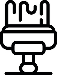 Simple line icon of a paint brush dripping with wet paint, perfect for representing art projects
