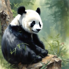 Fototapeta premium Adorable wild animal panda.