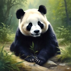 Fototapeta premium Adorable wild animal panda.