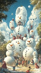 Obraz premium Frosty Gathering, Snowmen