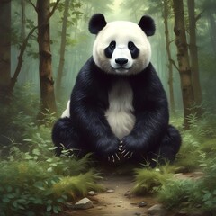 Fototapeta premium Adorable wild animal panda.