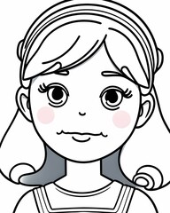 Illustration of a Kid Girl Looking at the Camera with Facial Expression