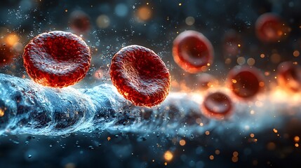 Naklejka premium Representation of Platelets in Blood Circulation