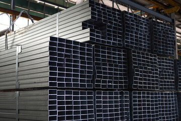 steel pipe product group square pipe Construction steel products such as black steel pipes, image...