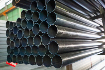 steel pipe product group square pipe Construction steel products such as black steel pipes, image ideas, examples of steel products.metal warehouse industry, delivery to customers.