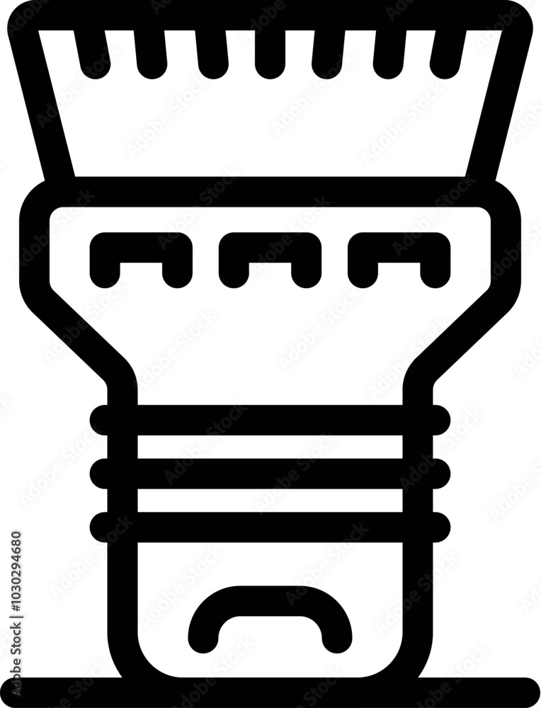 Poster simple vector icon of a round car air filter being inserted in its place in the engine compartment
