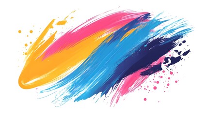 Colorful paint splashes on a white background, vector illustration. Colorful splash brush strokes, flat design