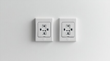 A clean and simple image of two white electrical outlets set against a pristine white background, perfect for discussions on electrical safety and home installations.