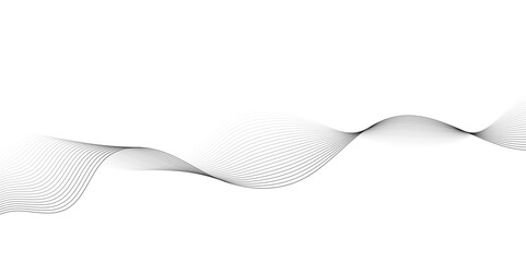 Fototapeta premium Vector wavy grey lines flowing smooth curve black gradient color on transparent background in concept of technology, science, music, sound, banner, poster, modern.