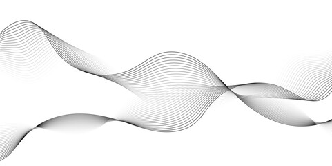 Fototapeta premium Wavy digital futuristic technology curve ocean lines on transparent background. Thin line wavy abstract vector background. Curve wave seamless pattern. Vector illustration