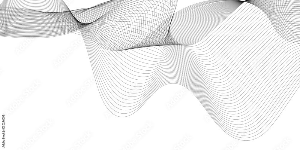 Poster Abstract grey wavy lines background. Digital frequency track equalizer. Abstract frequency sound wave lines and technology curve lines background. Abstract background with business lines background. 