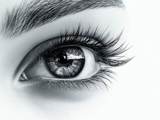 A striking black and white illustration highlights the intricate details of a human eye. the artwork emphasizes the eyelashes, iris, and texture, creating a captivating visual focus.
