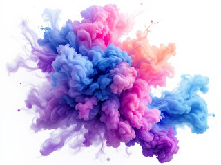 Colorful abstract smoke on white background, Multicolor paint drops