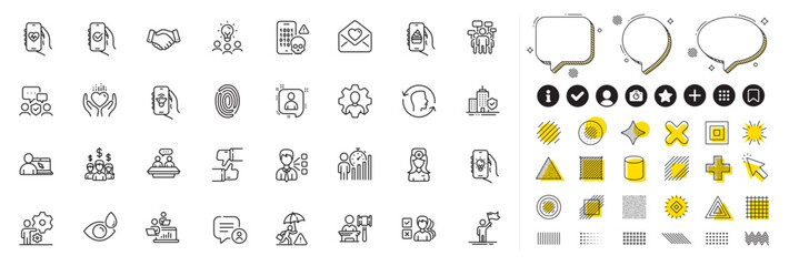 Set of Approved app, Food app and Online education line icons for web app. Design elements, Social media icons. Leadership, Risk management, Professional icons. Vector