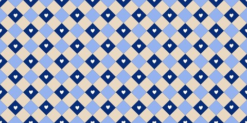 Chic Seamless Geometric Patterns: Colorful Rhombuses and Hearts for Modern Digital Wallpaper Designs

