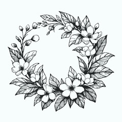 Adobe Illustrator Artwork
wreath of flowers, leaves
black and white vector frame illustration
set of decorative elements of plants background 