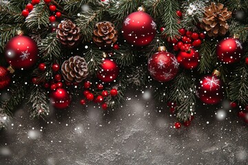 Christmas Season Background with Christmas Bauble Ornaments