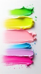 Obraz premium Vibrant abstract strokes in rainbow colors on white canvas