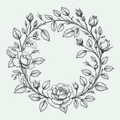 Adobe Illustrator Artwork
wreath of flowers, leaves
black and white vector frame illustration
set of decorative elements of plants background 