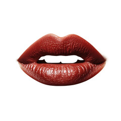 Fototapeta premium Glossy red lips isolated on white background in elegant beauty concept