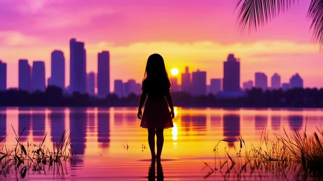 Serene yom kippur sunset reflection - meditative scene for inner peace and tranquility