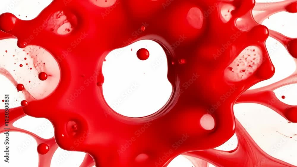 Aufkleber red paint splatters across a white background, creating a unique and abstract design