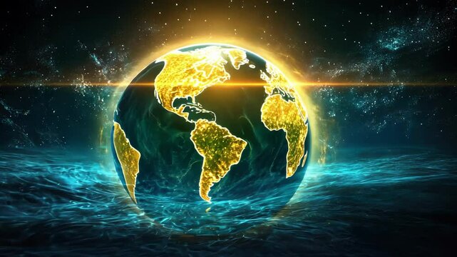 Glowing earth in space celebrating world space week with cosmic energy and celestial light