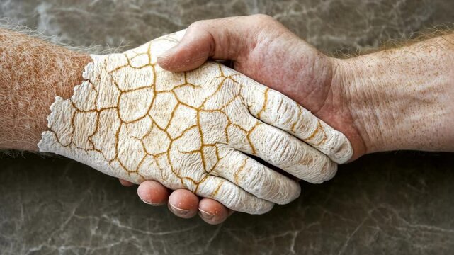 Raising awareness for world psoriasis day with symbolic handshake concept