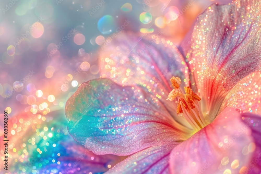 Poster Holographic flower texture background backgrounds blossom glitter.