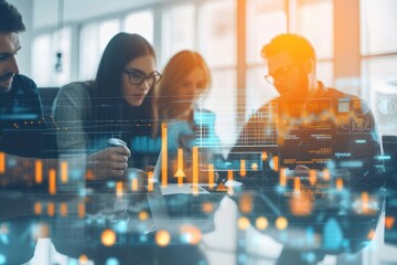 Photo of Business professionals discussing financial strategies planning adult togetherness.