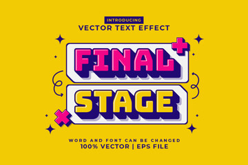 Editable text effect Final Stage 3d cartoon template style premium vector
