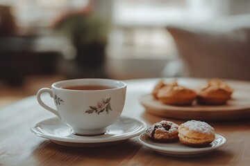  A rustic setup featuring a cup of chai tea surrounded by whole spices like cinnamon sticks, cardamom pods, and star anise